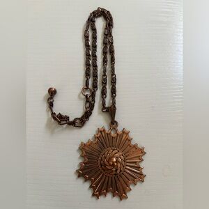Bronze Sunburst Pendant Necklace